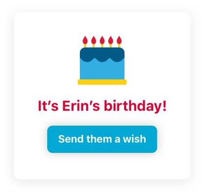 Cake illustration with message letting others know it's Erin's birthday