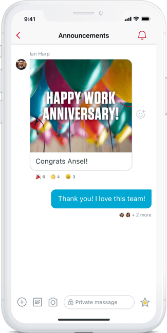 Phone showing anniversary message