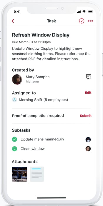 Tasks home screen