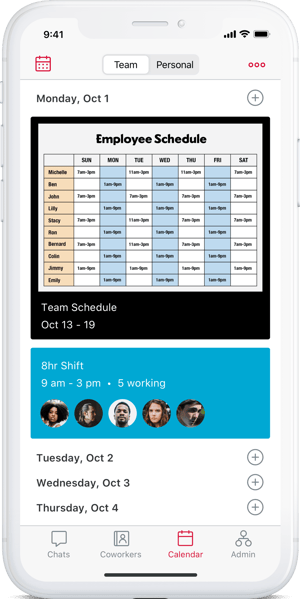 Crew app calendar
